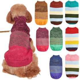 Horizontal Two-Legged Pet Warm Knit Striped Color Knit (Type: BrownL)