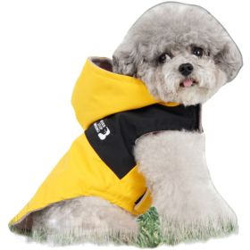 Dog Raincoat with Hood and Leash Hole, Adjustable Belly Strap, Reflective Strips (Color: Yellow)