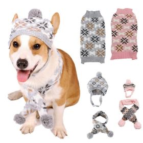 Autumn-Winter Vintage Jacquard Dress for Pet Dogs (Type: Pink scarf+capXL)