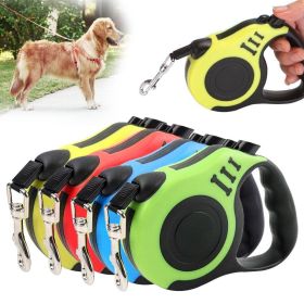 3/5M Dog Leash Durable Leash Automatic Retractable Walking Running Leads Dog Cat Leashes Extending Dogs Pet Products (Color: Yellow, size: 5m)