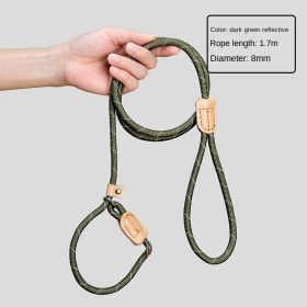 Amazon's best-selling pet products, nylon cat and dog traction rope wholesale (colour: P-Chain - Dark Green (8MM))