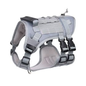 Tactical Dog Harness For Small Medium Large Dog; Dog Harness Vest With Soft Padded And D-Ring Collar (Color: Grey, size: L)