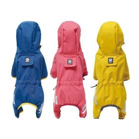 Small dog raincoat; body full surrounding; waterproof poncho pet clothes; with tow holes in the back (colour: Lake blue, size: XL (recommended weight 9-12 jin))