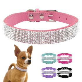 Dog Collar Crystal Glitter Rhinestone Pet Collars Zinc Alloy Buckle Collar For Small Medium Dogs Cats Chihuahua Pug Dog Collar (Color: brown, size: L)