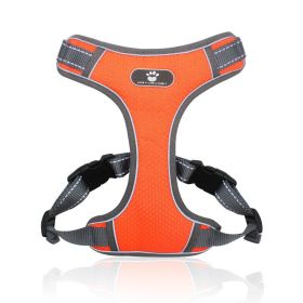 dog Harnesses; Pet Traction Rope Mesh Breathable Big Dog Chest Strap Vest Reflective Dog Rope Spot Wholesale (Specification (L * W): XL (55-90kg), colour: orange)