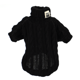 Pet Turtleneck Knitted Sweater Winter Dog Cat Keep Warm (Color: black, size: XS)