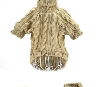 Pet Turtleneck Knitted Sweater Winter Dog Cat Keep Warm (Color: Beige, size: L)